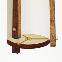 JAPANESE MID CENTURY WALNUT PENDANT WHITE SHADE BELOW DETAIL