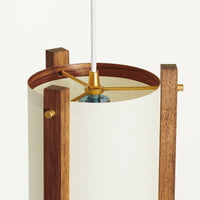 JAPANESE MID CENTURY WALNUT PENDANT WHITE SHADE ABOVE DETAIL