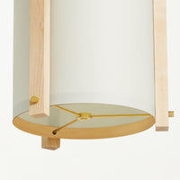 Japanese inspired Mid Century Maple White Pendant bottom detail