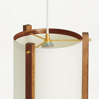 JAPANESE MID CENTURY WALNUT LARGE WHITE PENDANT ABOVE DETAIL