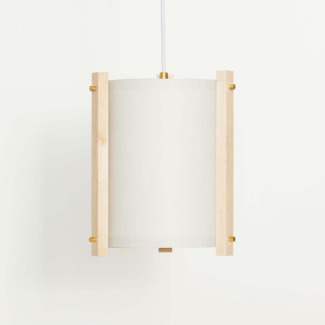 Japanese inspired Mid Century Maple White Pendant Front