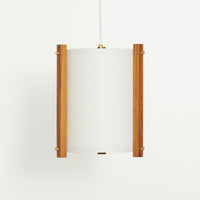 JAPANESE MID CENTURY TEAK LARGE WHITE PENDANT FRONT