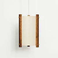 JAPANESE MID CENTURY WALNUT PENDANT WHITE SHADE