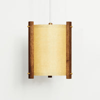 JAPANESE MID CENTURY WALNUT LARGE WHITE PENDANT FRONT