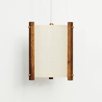 JAPANESE MID CENTURY WALNUT LARGE WHITE PENDANT FRONT