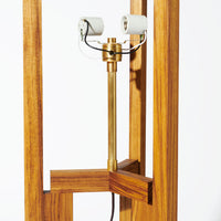 Japanese Mid Century Teak Floor Lamp Brass Detail
