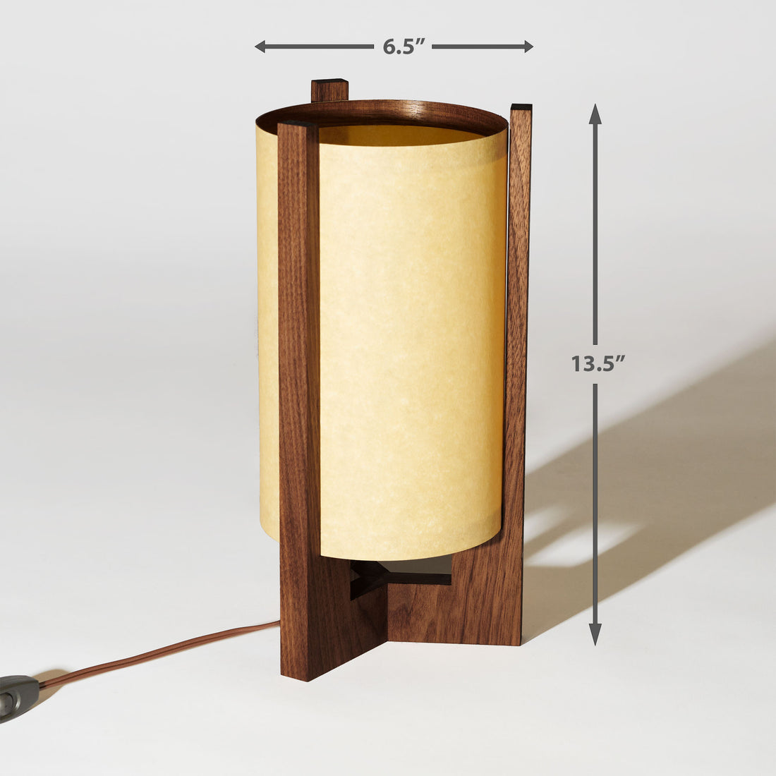 Japanese Mid Century Walnut Table Lamp Sand Side