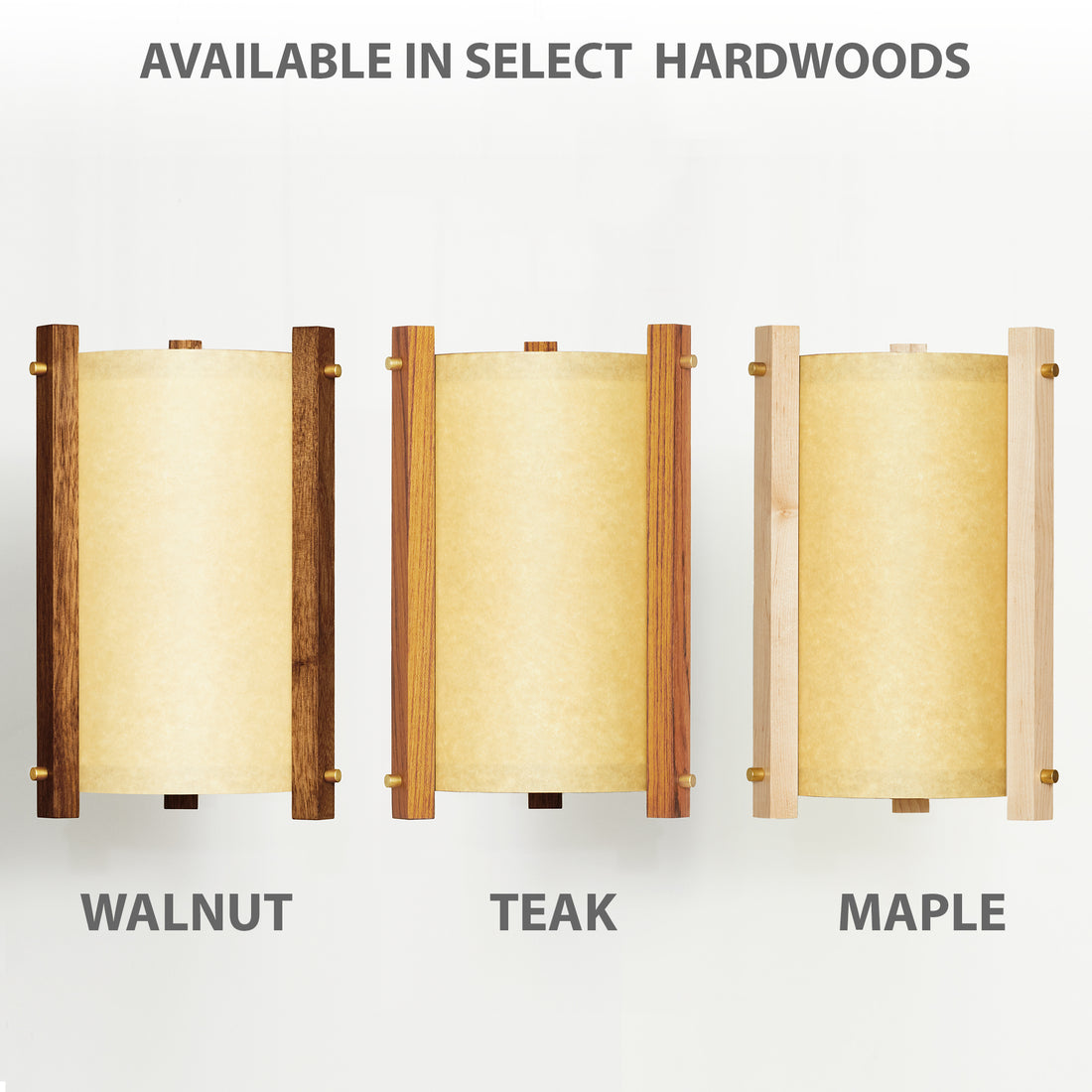 Comparing Sand Sconces Wood Types of Walnut Teak and Maple