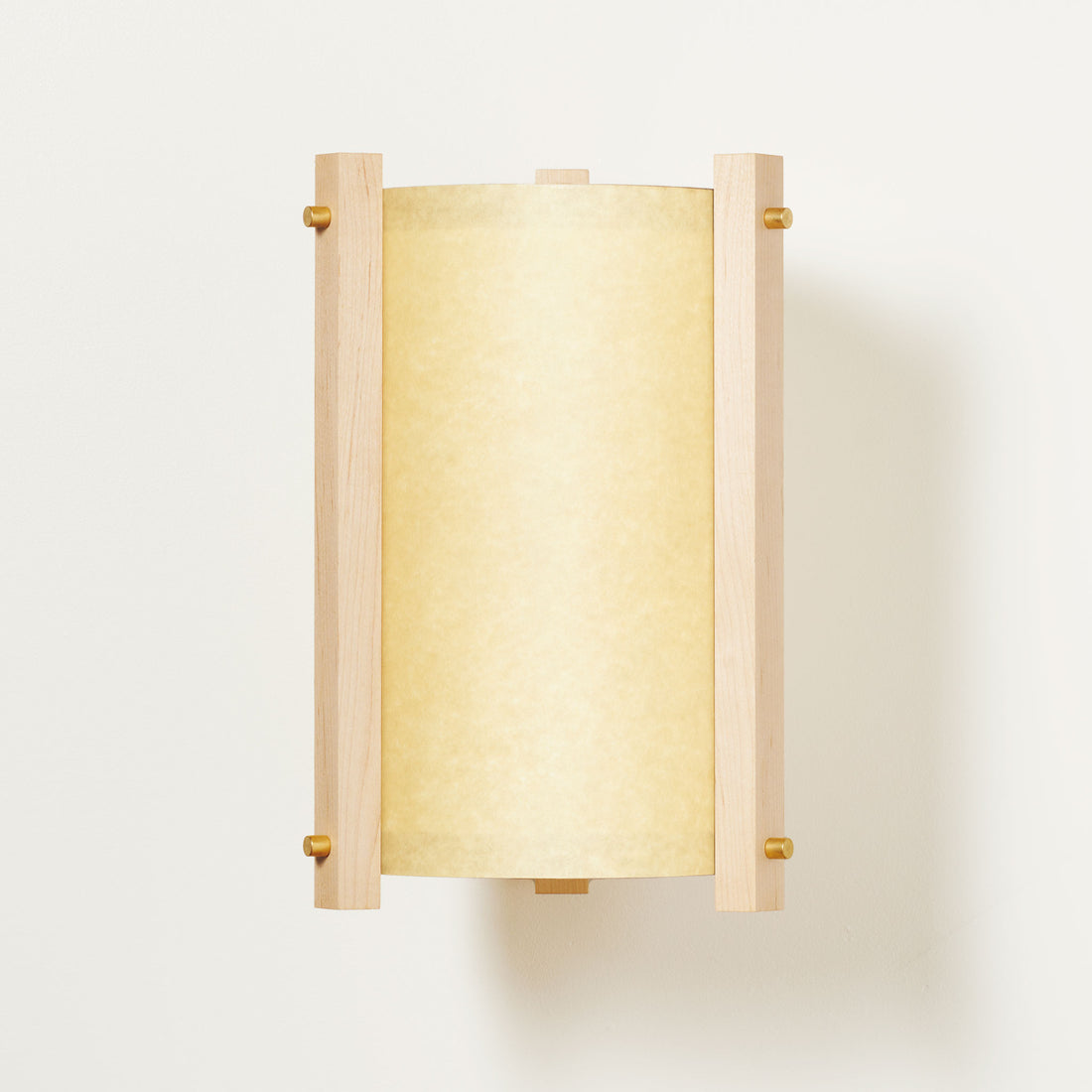 Oil Paper and Brass Maple Sconce Sand Front