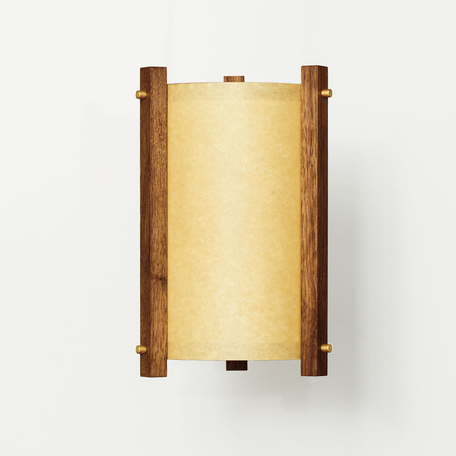 Oil Paper and Brass Walnut Sand Sconce