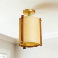 Teak Sand Ceiling Lamp Close Up in Room