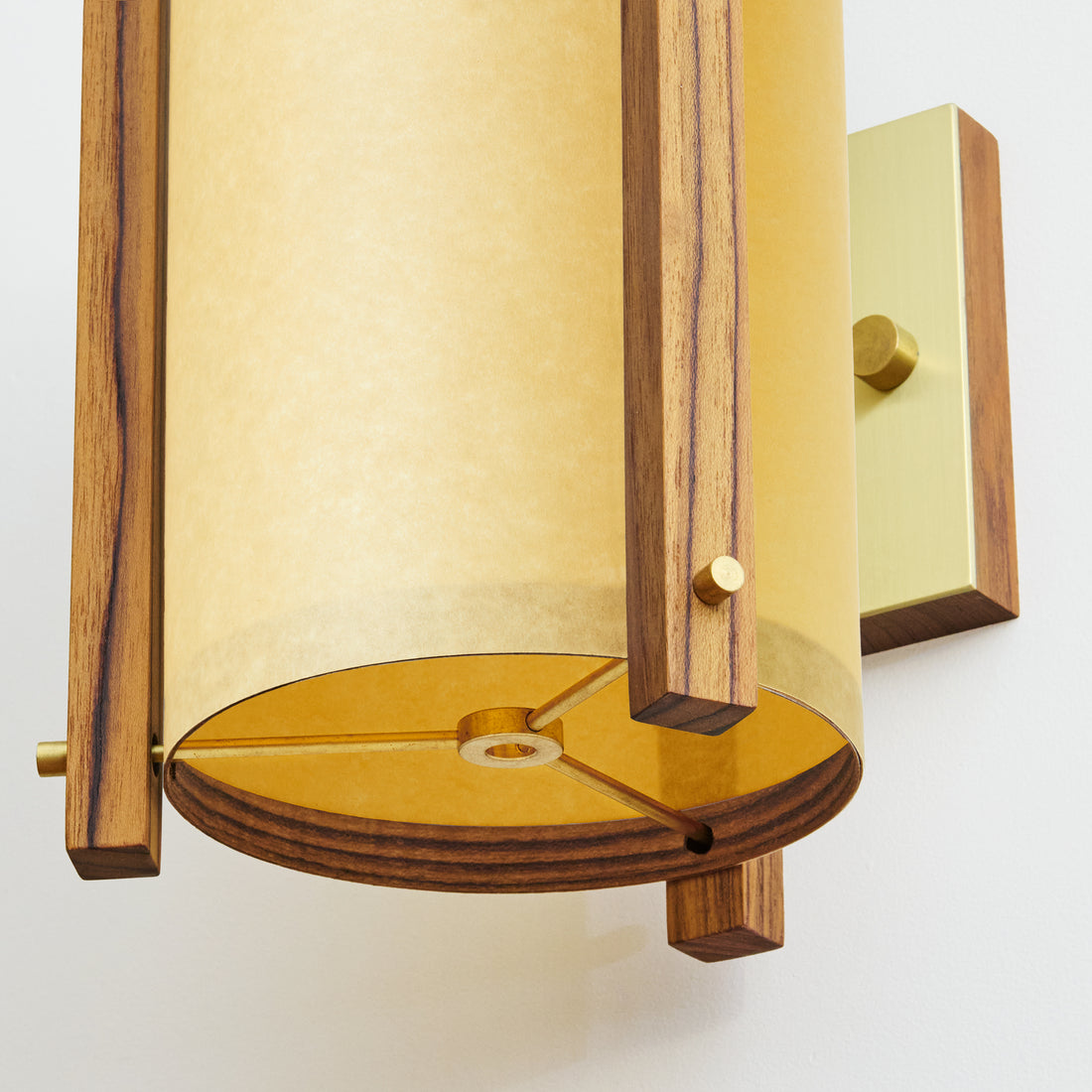 Teak Sconce Sand Lampshade Bottom Detail