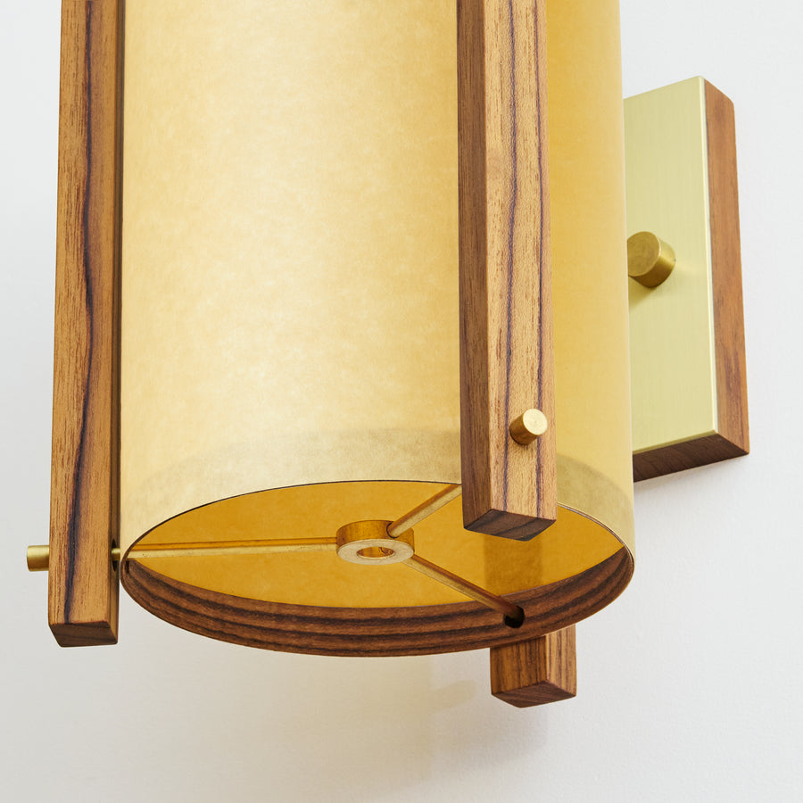 Teak Sconce Sand Lampshade Bottom Detail