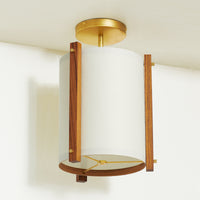 Teak White Ceiling Lamp Front