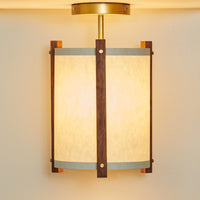 Walnut White Ceiling Lamp illuminated