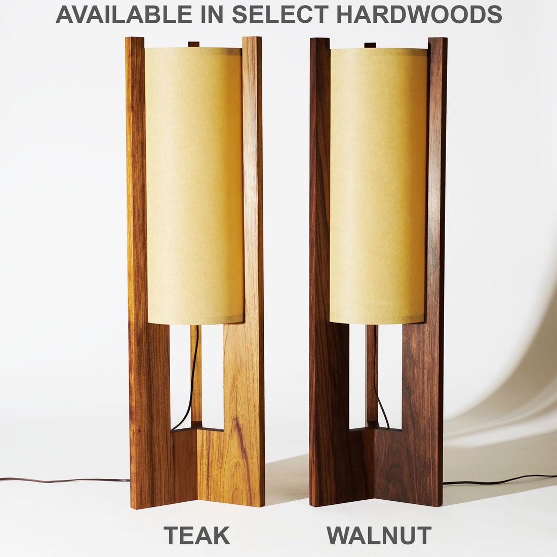 Japanese Mid Century Floor Lamps in Teak and Walnut