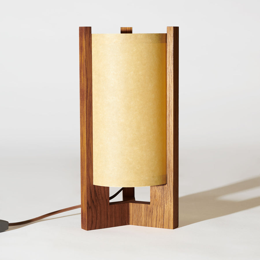 Japanese Mid Century Teak Table Lamp Front Sand