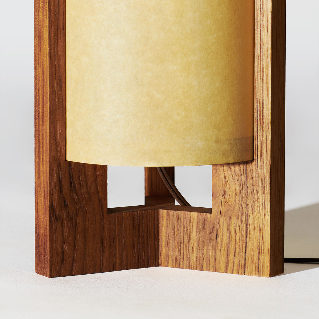 Japanese Mid Century Teak Table Lamp Sand Wood Detail