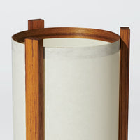 Japanese Mid Century Teak Table Lamp White Lampshade Detail