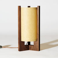 Japanese Mid Century Walnut Table Lamp Front Sand