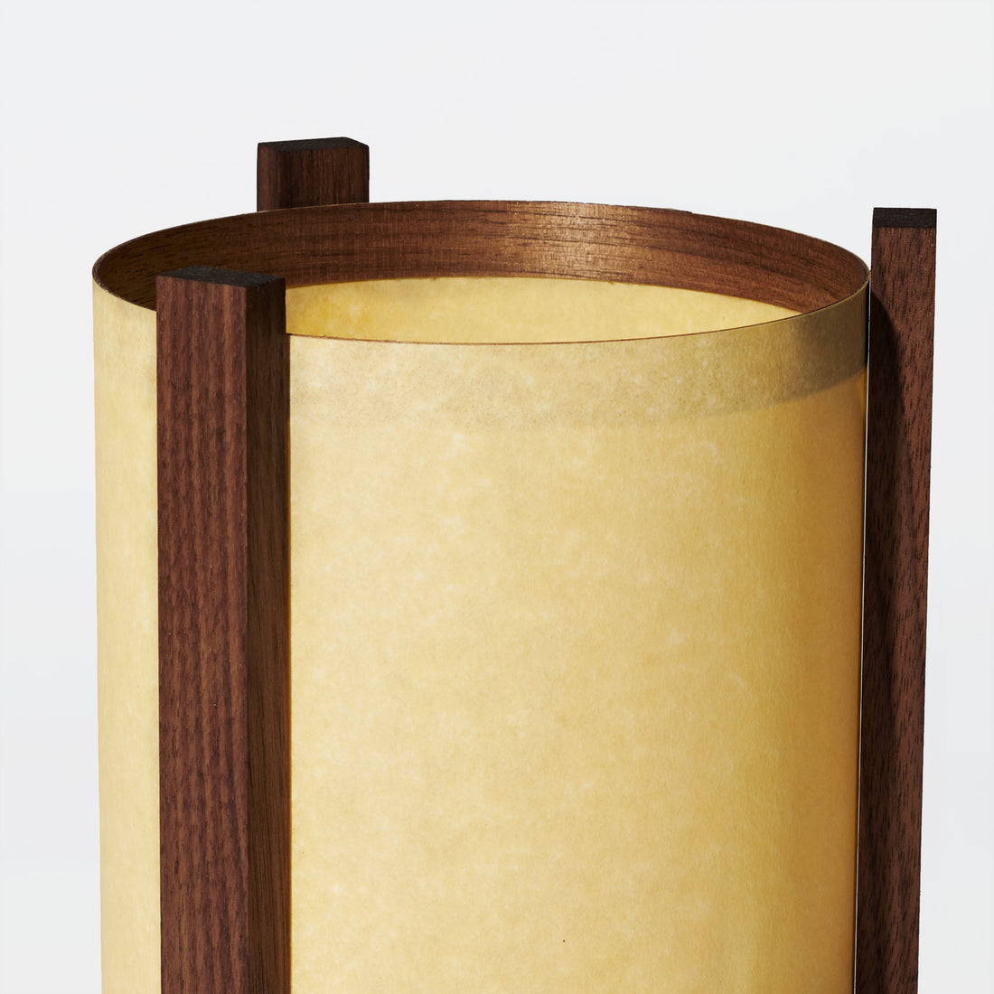 Japanese Mid Century Walnut Table Lamp Sand Lampshade Detail