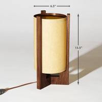 Japanese Mid Century Walnut Table Lamp Sand side view