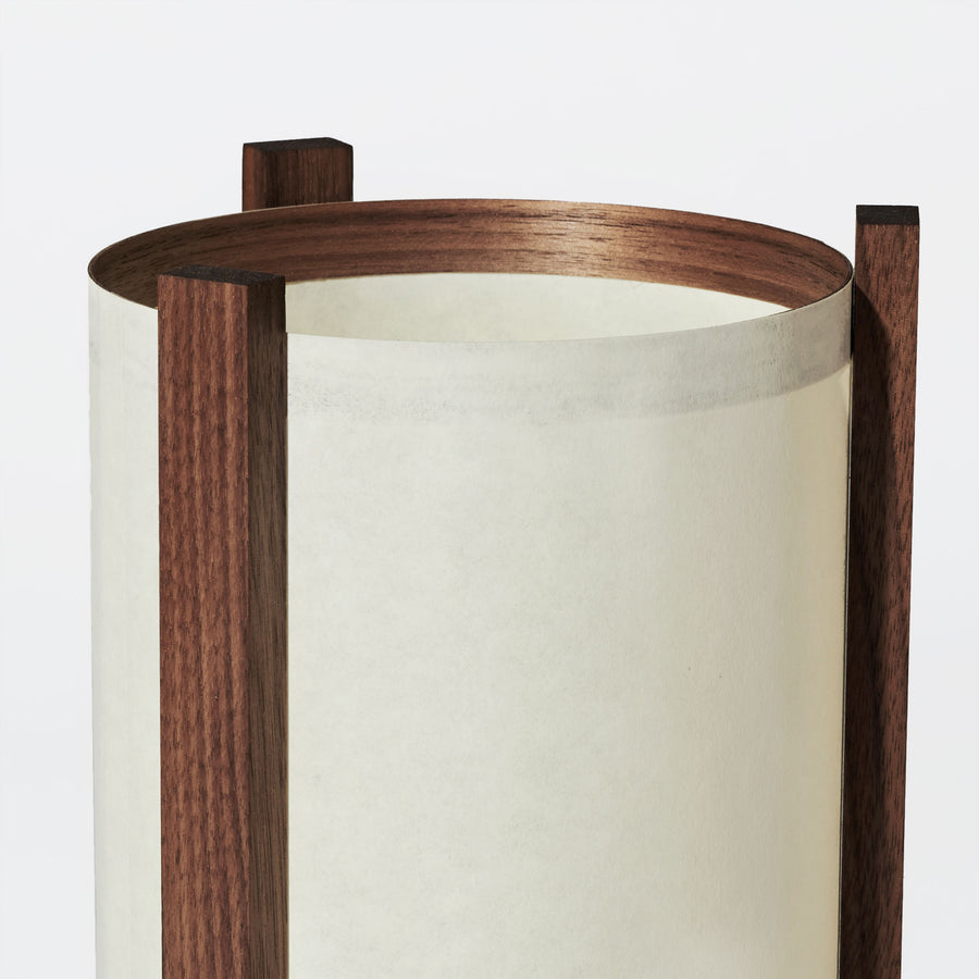 Japanese Mid Century Walnut Table Lamp Lampshade White Detail