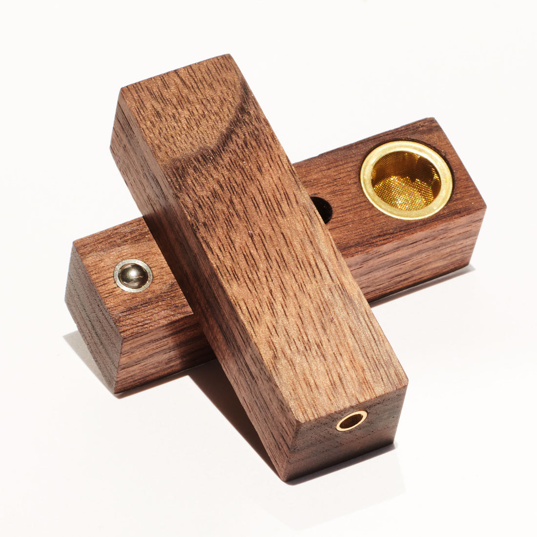 Modern Walnut Travel Pipe halfway open